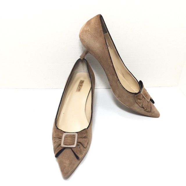 Women's TaHARI Brown Suede Bow Toe Medium Kitten Heel Pumps Size 7 M | eBay