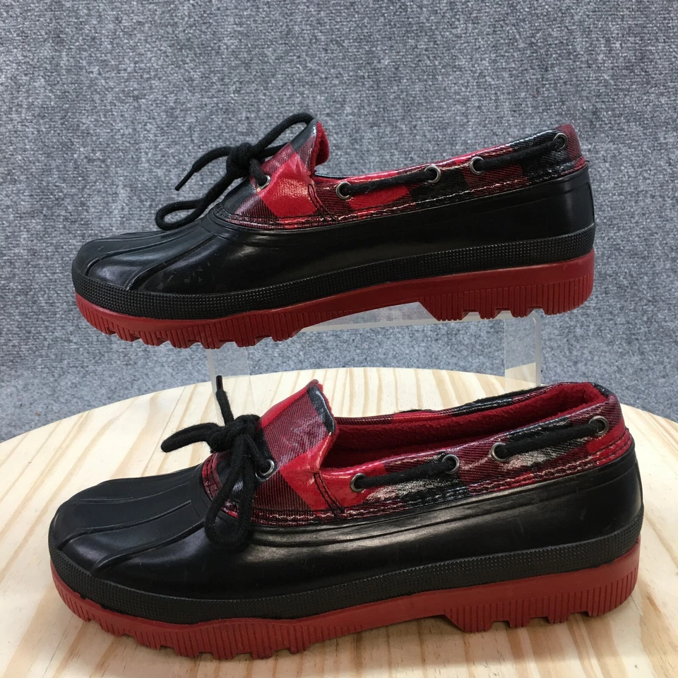 Sugar Rain Duck 靴子女式 10 Swippery 黑色系带舒适圆头 — 第 2/4 张图片