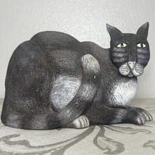 Marsha McCarthy 2000s Black Tabby Kitty Cat Brushed Resin Cats Rule Figurine EUC