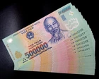 Vietnam 1 Million Dong = 500,000 Dong x 2 notes in UNC Condition, Brand New.