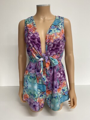 Sybo Rock Damen Playsuit Größe UK 6 Mehrfarbig Blumenmuster Ärmellose Shorts