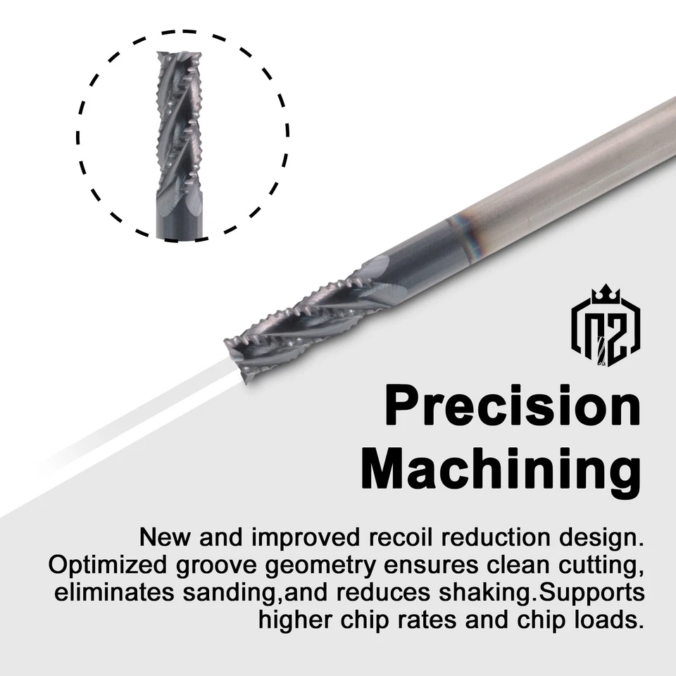 10件装4长笛1/4英寸x3/4英寸x2-1/2英寸实心硬质合金粗加工端铣刀-AlTiN涂层 — 第 3/4 张图片