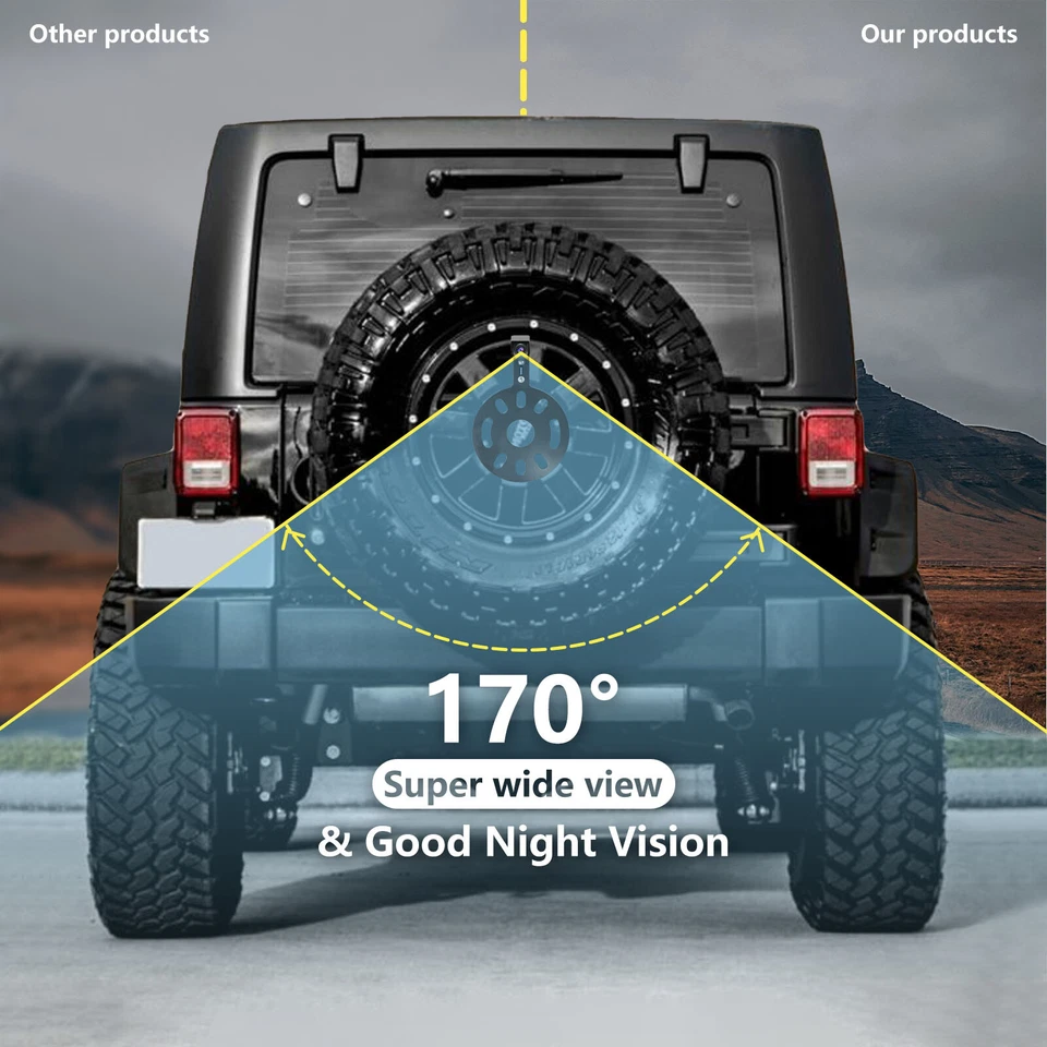 Wireless Backup Camera 1080P Monitor for Jeep Wrangler Spare Tire Mount 2007-18 - Image 4 of 4