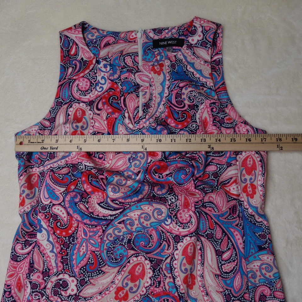 Vestido Vaina Nine West Para Mujer Talla 4 Multicolor Estampado Paisley Rosa Foto 4 de 4