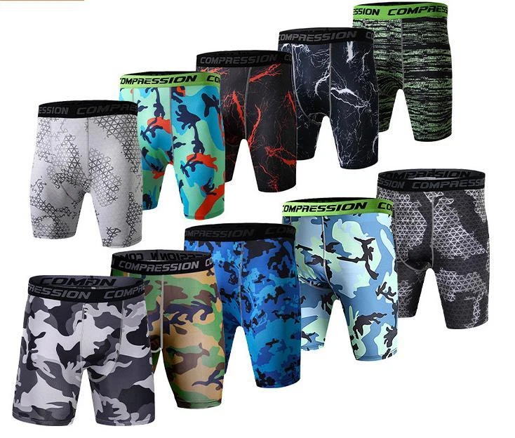 Mens Elastic Gym Shorts Sports Apparel Tights Compression Camouflage Underwear - Image 3 of 4
