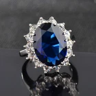 2ct Lab-Created Blue Sapphire Engagement Ring White Gold Plated Flower Solitaire
