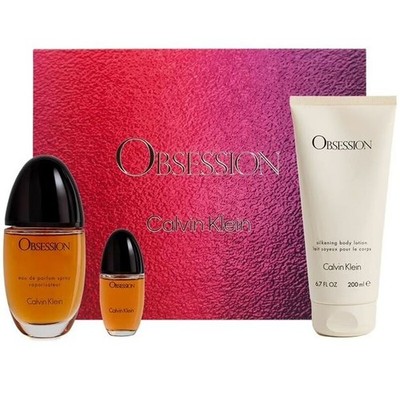 Obsession by Calvin Klein Women Set: EDP + Mini EDP + BL 3.4+0.5+6.7oz New