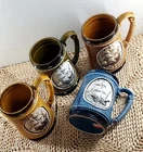 Set Of 4 Best Ever Best Quality Nautical Ship Embossed Ceramic Mugs Japan