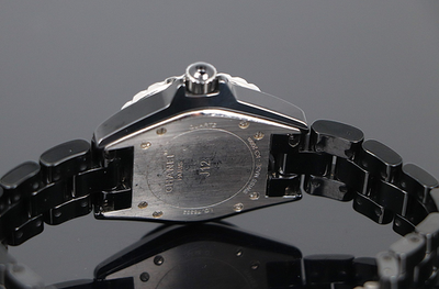 CHANEL J12 ダイヤコマ $15000 Chanel Steel J12 Black Ceramic Double Row Diamond Bezel