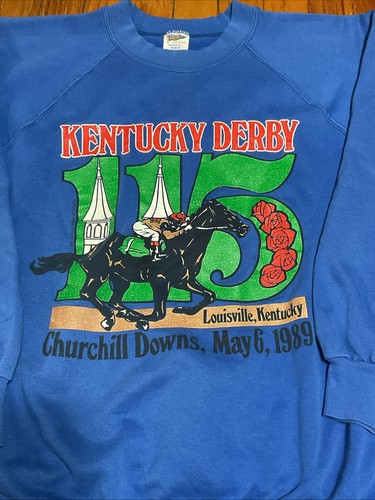 Felpa Kentucky Derby Vintage 1989 Pullover Cavallo Uomo Medium Trench Tag - Foto 2 di 4