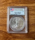 2014 American Silver Eagle First Strike Flag PCGS MS70 1 Oz Silver Coin 1$