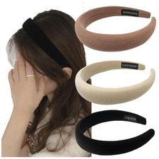 Alice 3 Pcs Wide Soft Sponge Padded Non-Slip Thick Headbands for Women & Girls