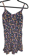 Women's Old Navy Floral Linen Blend Sleeveless Cami Ruffle Hem Dress Size L
