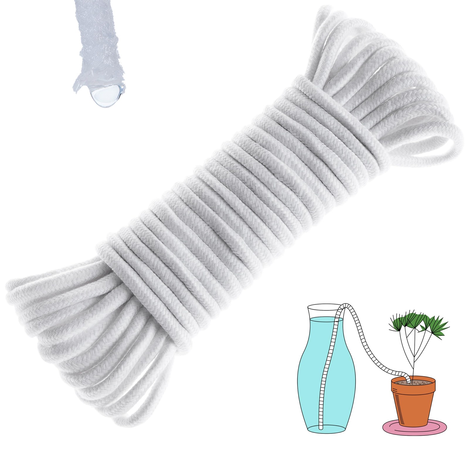 ORIMERC 50 feet 6mm Self Watering Capillary Wick Cord 50 feet(15.2M), violet