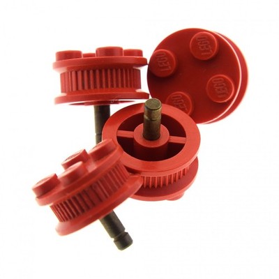 4X Lego Wheel Rim Old Red 2X2 Drive Teeth 4 Studs Axle Metal 7039C
