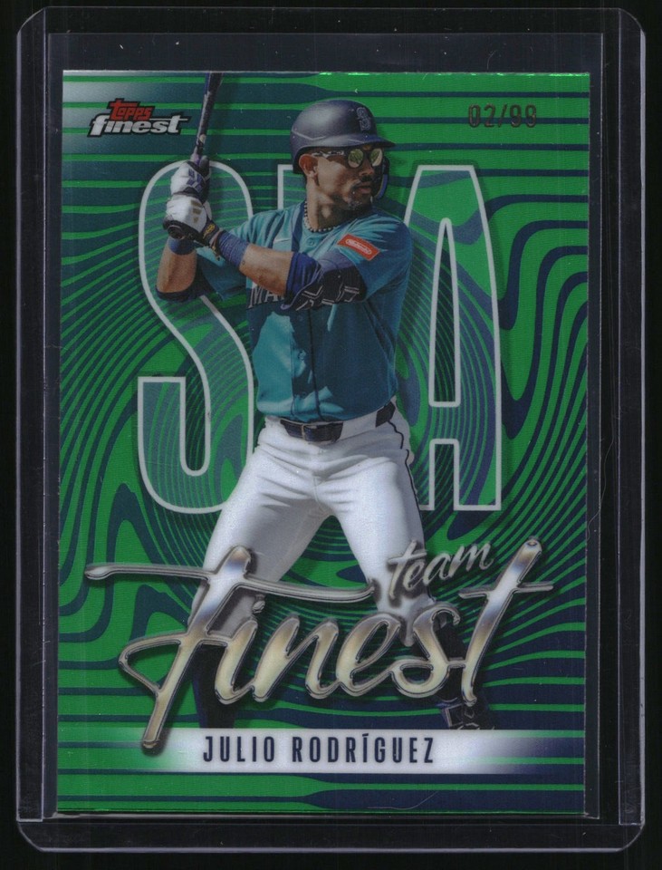 2026 Topps Finest Team Finest Green Refractor #TF-17 Julio Rodríguez 02/99