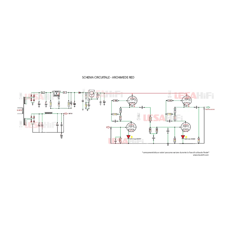 [ARCHIMEDE RED] PCB DIY KIT Preamplificatore Valvolare PHONO MM / Tube Preamp - Immagine 2 di 3