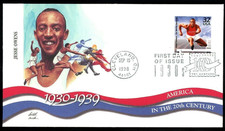 JESSE OWENS OLYMPIAN   1930s DECADE CTC 1998 FLEETWOOD CACHET FDC UNADDR
