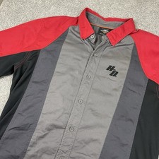 Harley Davidson Shirt Mens XL Gray Red Biker Embroidered Mechanic Shop Garage