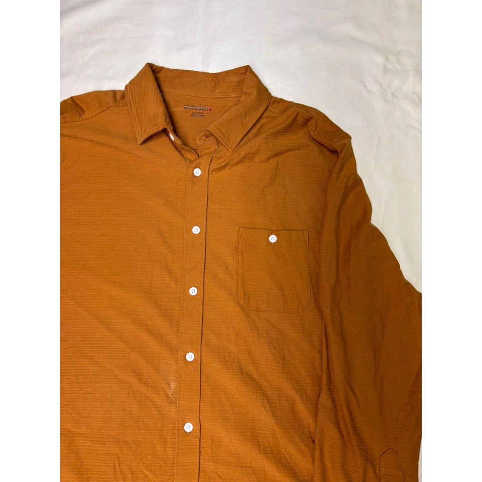 UNTUCKit Branham Men's Orange Textured Long Sleeve Button Down Shirt X Large - Image 3 of 4