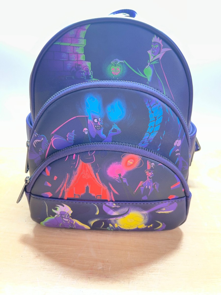 disney villains glow in the dark mini backpack Loungefly Disney Villain Triple Pocket Glow In The Dark Mini Backpack