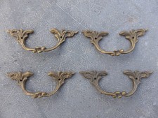 4 très petites poignées laiton style Louis XV tiroirs meuble chevet 8,5 cm