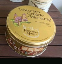 Alte Keksdose Blechdose, golden rund, Haeberl...