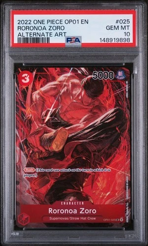 PSA 10 Roronoa Zoro OP01 #025 Alternate Art Romance Dawn 2022 OP TCG