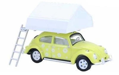 VW Volkswagen Käfer / Beetle with Tent  - yellow - Greenlight 1:64