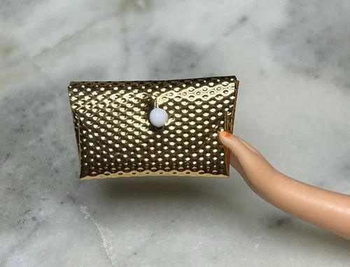 New ListingVintage *Barbie* Accessory: 60's Purse~ Mini Clone Gold Dimple Clutch (A)