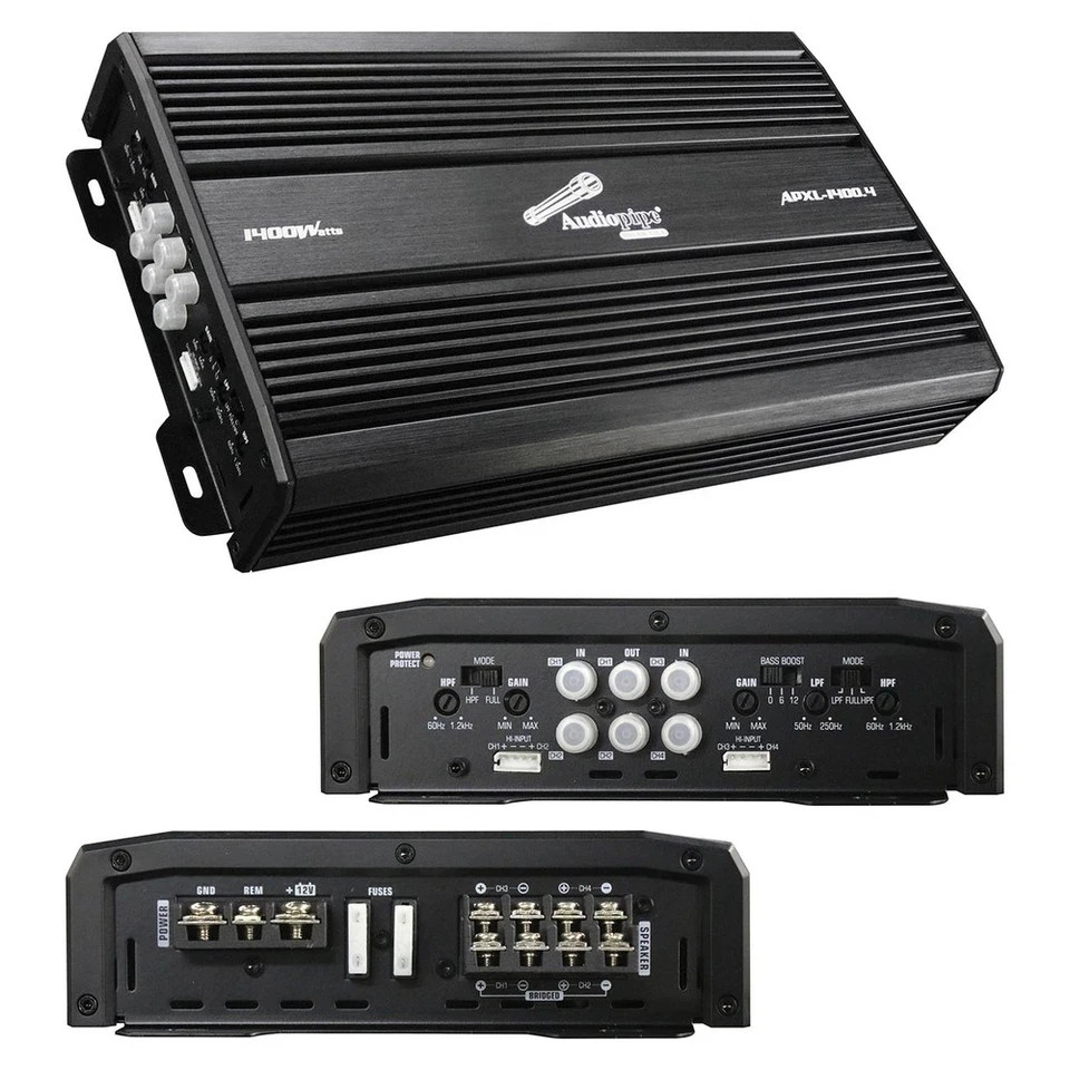Audiopipe Amp Apxl-1400.4 Audiopipe 4 Channel Amplifier 400W Rms