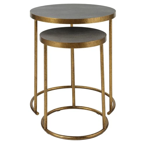 Uttermost Aragon 19.5" Wide Gold and Brass Nesting Tables Set of 2 - Picture 3 of 7