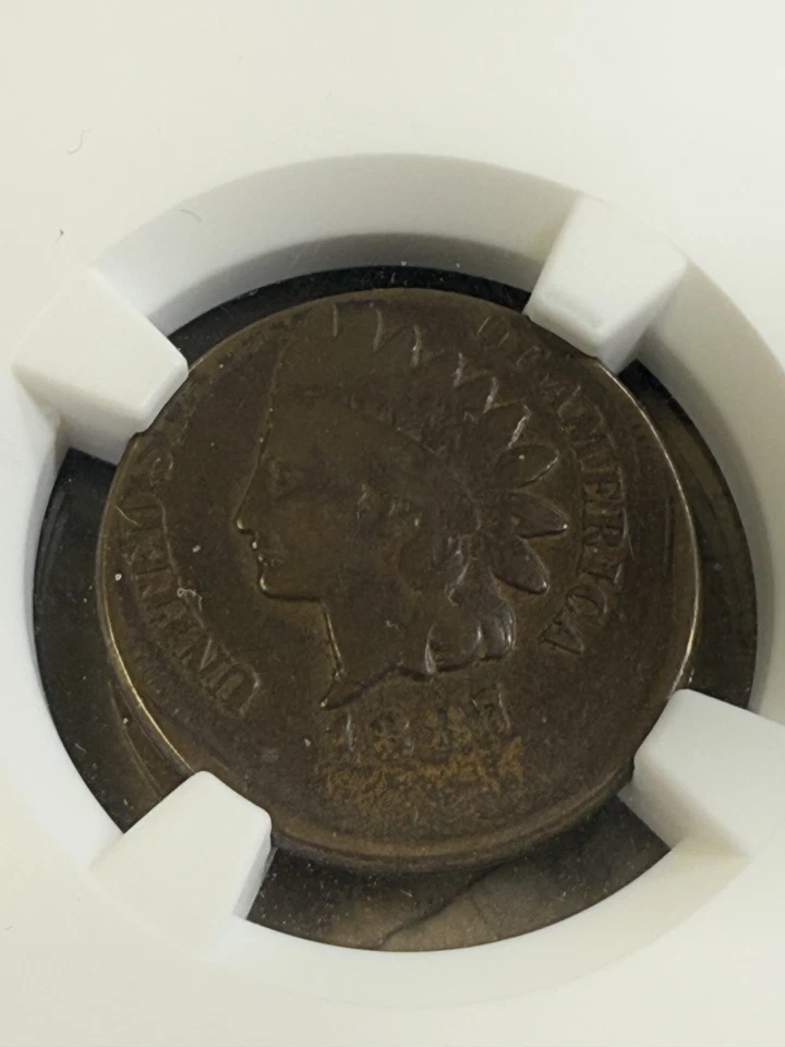 1887 1 CENT ERROR - NGC - VG 10 BN (STRUCK 15% OFF CENTER) - Image 3 of 4