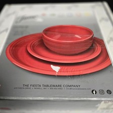 FIESTA 3 PC Bistro Set Red Scarlet 1482 326 Dinner Plate Salad Plate Bowl NIB