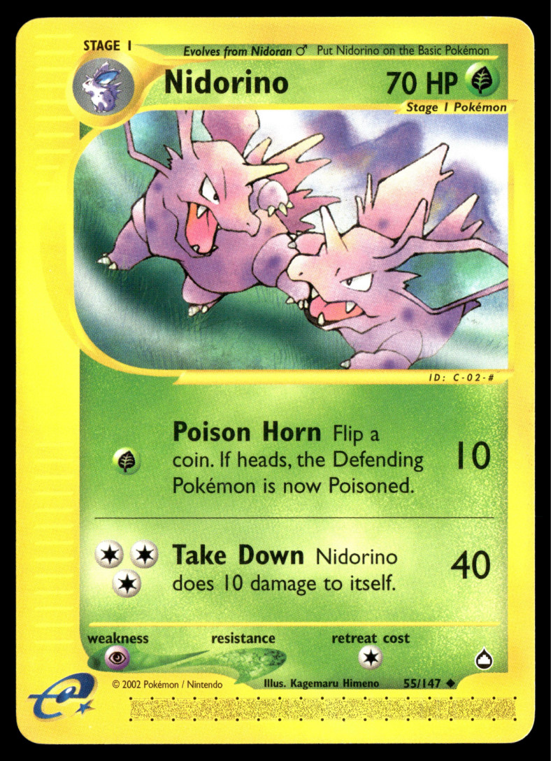 ✅Pokemon TCG Nidorino Card 55/147 Aquapolis Regular - Uncommon ✅ Near Mint✅B4IG✅