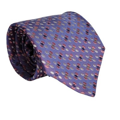 Dormeuil Silk Tie Hand Made in Italy Purple Geometric Design L: 59'' W: 3 1/2''