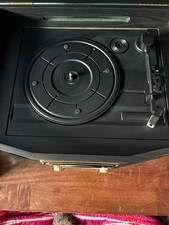 Vinyl Record Player, CD Player, And Radio Black With SD, USB And Headphones Port