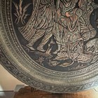 Engraved Metal Decorative Wall Plate, Figural Scene, Floral Border Silver — photo 5
