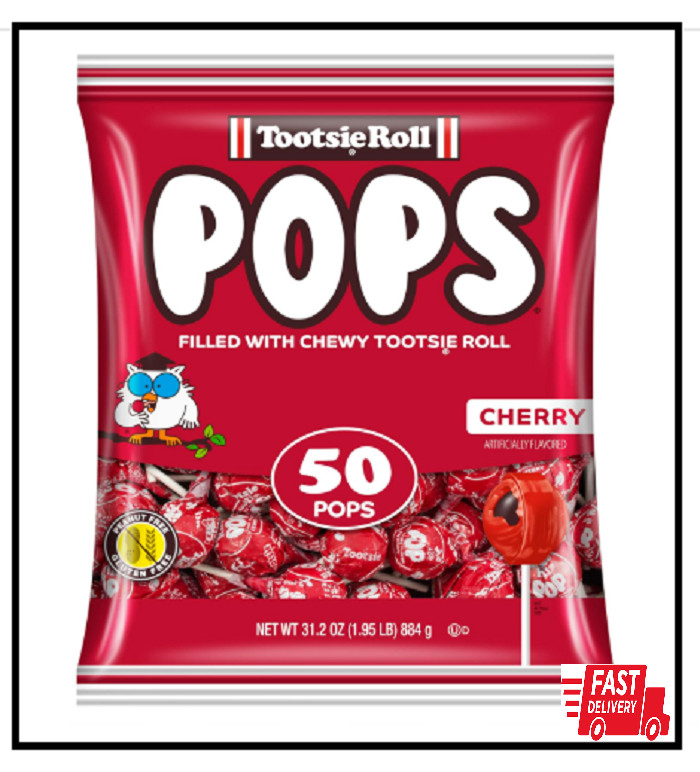 Tootsie Pops Cherry Flavored Lollipops with Delicious Chocolatey Center 50 Count