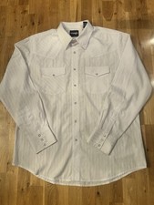 Wrangler Men's Western Shirt Cowboy Pearl Snap Long Sleeve White Size XL