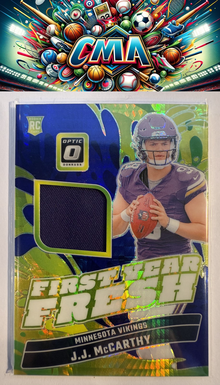 2024 Donruss Optic #FYF-JMY J.J. McCarthy First Year Fresh Blue Hyper