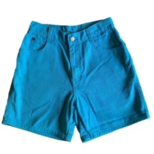 80s/90s Vintage Gitano High Rise Bright Blue Denim Shorts 24/26” W