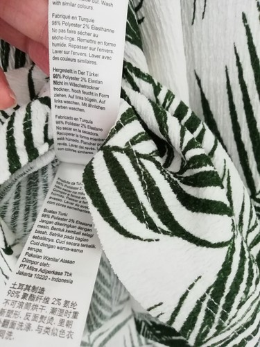 Topshop 12 White Green Palm Leaf Crinkle Stretch Strappy Dress Cover Up Textured - Picture 9 of 9