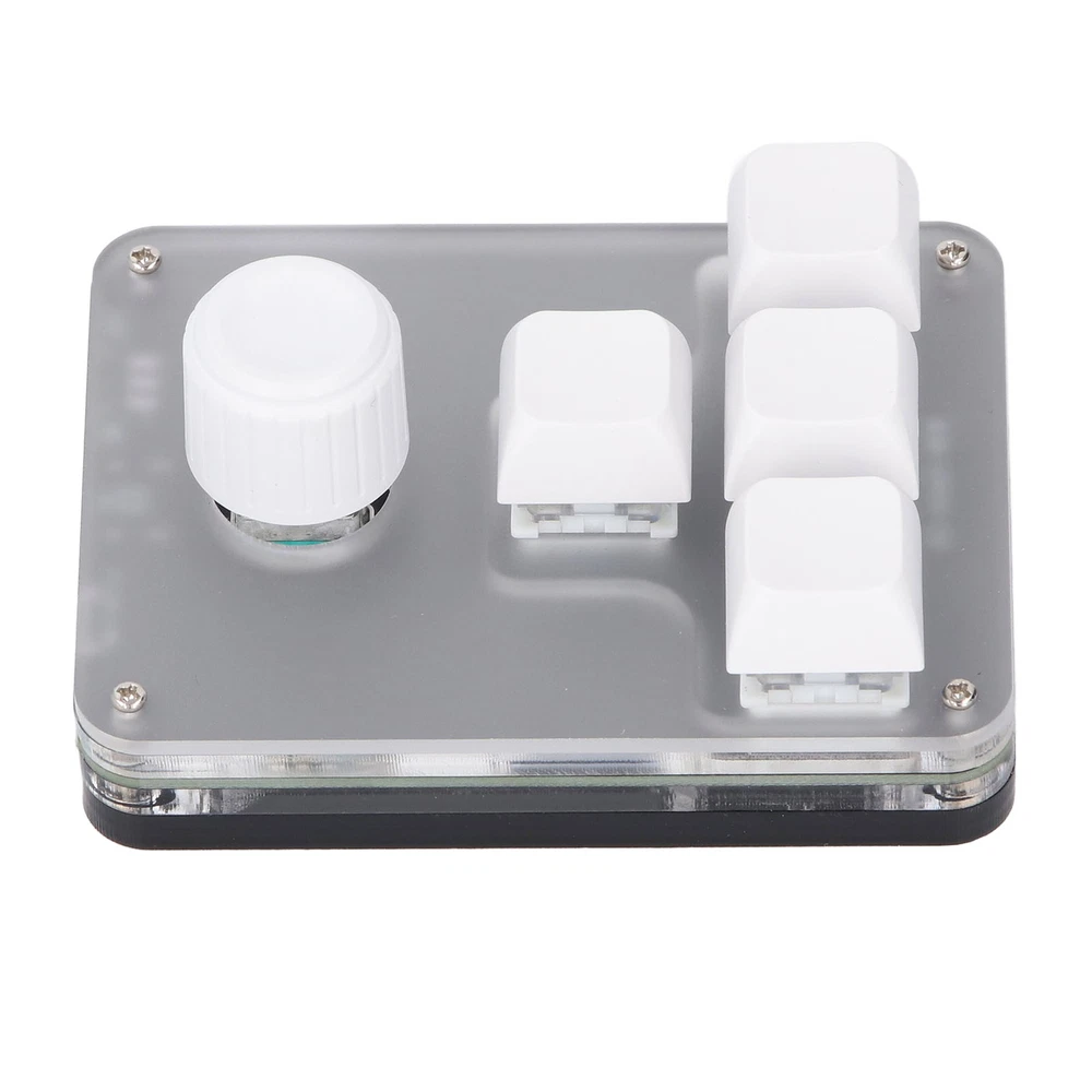 4-Key Programmable Mechanical Keypad with RGB Light and Blue Switch Knob
