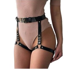 Women Leather Harness Adjustable Punk Caged Waist Belts Leg Garters Harness