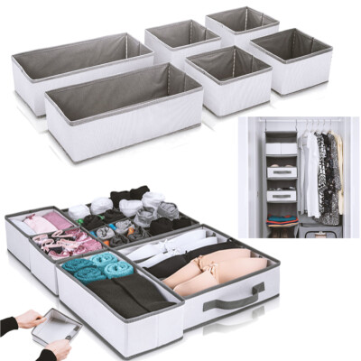 LEINWAND AUFBEWAHRUNGSBOX KLEIDERSCHRANK ORGANISATOR SCHUBLADE ORGANISATOR SOCKEN KRAWATTEN ORDENTLICH 6 ABSCHNITTE
