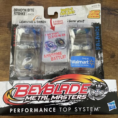 Beyblade Metal Masters Dragon Bite Strike 2-Pack - Lightning L-Drago & Earth Wol - Jeux & Jouets