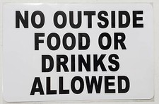 2pcs Sticker-No Outside Food Or Drinks .. White, Sticker 5.5X8.5 -REF24-1027