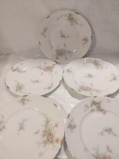 Limoges salad plate 8"  Theodore Havilland Lot 5 Flowers Pink Roses France
