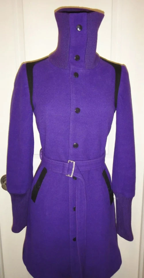 Diesel Purple Wool Blend  Belted  High Collar Coat~ Sz XS~ ONE OF A KIND~ - Image 4 of 4